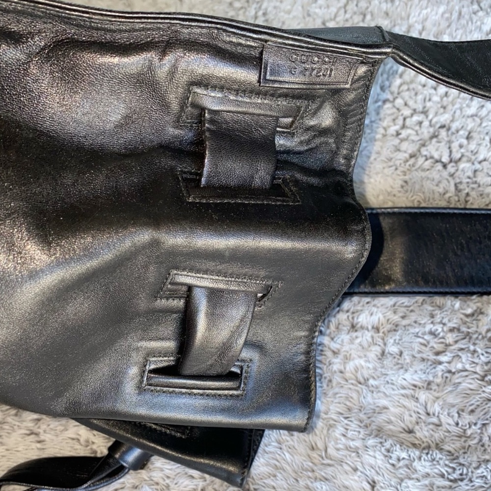 Gucci. 100% Authentic Black Drawstring Satchel Ba… - image 7